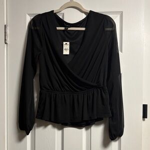 Express Black Wrap Blouse